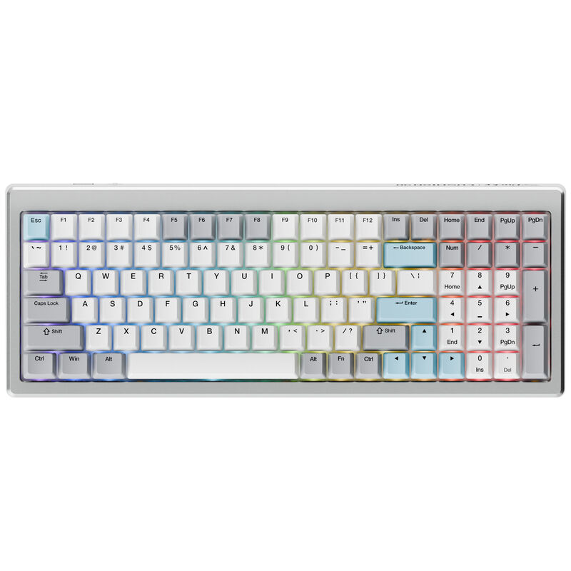 Ducky Cushion 98 Gaming-Tastatur, 96%, US-Layout (ANSI), Shush Red Switches - Silver