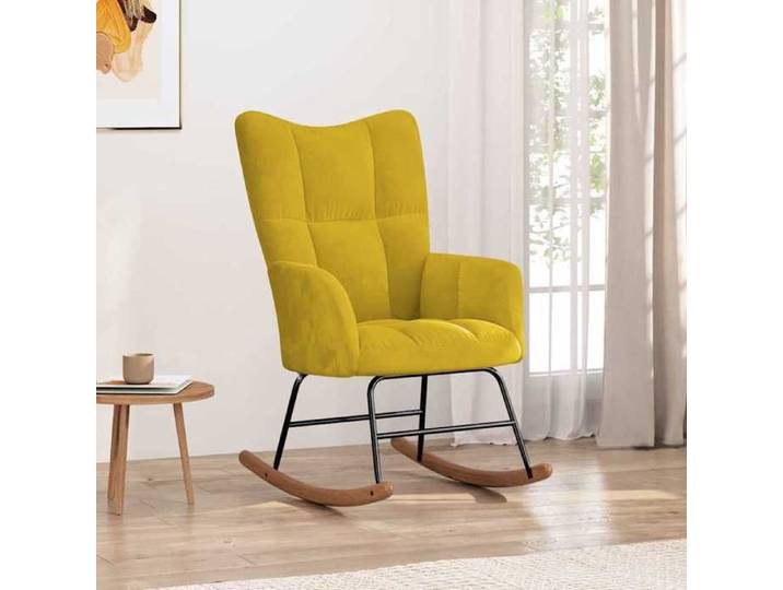Chaise intérieure moderne Fauteuil à bascule Jaune moutarde Velours(4325）