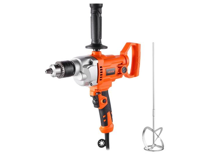 VEVOR Perceuse électrique 12\,7 mm avec mélangeur Perceuse-mélangeuse Set 850 t/mn 3\,2 A Perceuse-mélangeuse avec poignée en D pour percer & mélanger perceuse multifonctionnelle avec mélangeur pour mandrin ciment