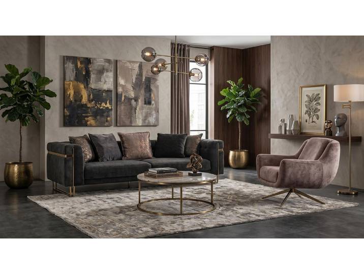 Xlmoebel Polstergarnitur Wohnzimmer Set 3 Sitzer Sofa Sessel Modern Schwarz Raffiniert, (2-tlg., 2-tlg)