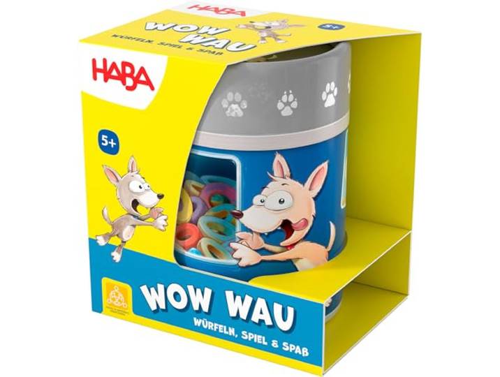 HABA Wow Wau - Lustiges Hunde Yatzy-Würfelbecherspiel ab 5 Jahren - Einfache Regeln für schnellen Spielspaß - Perfekt für unterwegs - 2010889001