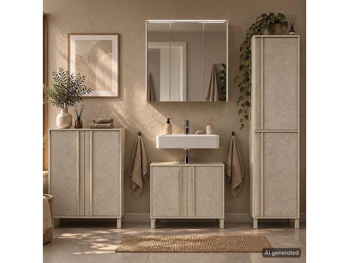 Badset 4-teilig 171 x 33cm Grau/Beige