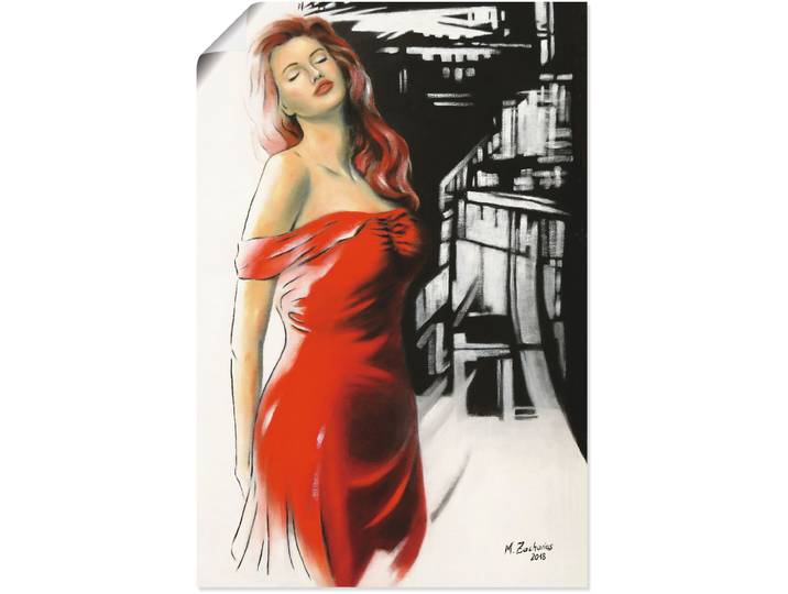 Poster ARTLAND Schönheit im roten Kleid , rot (farbe bild(er): rot), B:20cm H:30cm, Bilder, Poster, ohne Rahmen