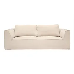 Design-Sofa aus beige strukturiertem Samtoptik-Stoff, 3-Sitzer GRAMMY