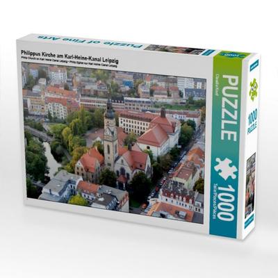 CALVENDO Puzzle Philippus Kirche am Karl-Heine-Kanal Leipzig | 1000 Teile Lege-Größe 64x48cm Foto-Puzzle für glückliche Stunden