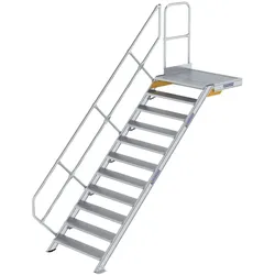 Munk, Leiter + Gerüst, Treppe mit Plattform 45° Stufenbreite 1000 mm 11 Stufen Aluminium geriffelt (Gerüst)
