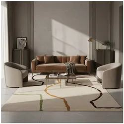 Wollteppich ELAN-Omont, geometrisch-abstrakt, Beige, 200 x 290 cm