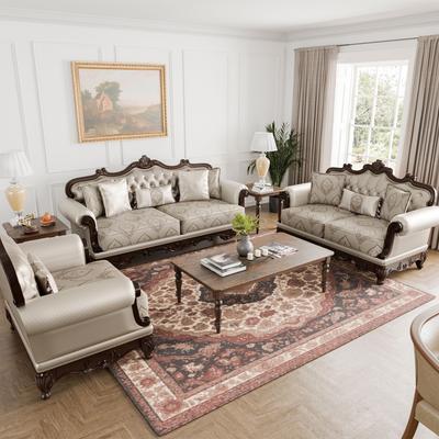Furniture of America Beatrice Traditional Sofa Set with Button Tufted Back and Accent Pillow