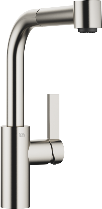Dornbracht Elio mitigeur monocommande d'évier 33870790-06, coulissant, poignée à droite, avec fonction douche, saillie 235 mm, platine mat