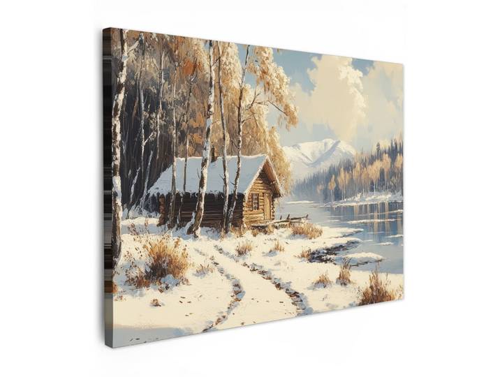 LEINWANDBILD Winter - Schnee - Zuhause - Natur Wandbilder 80x60 cm