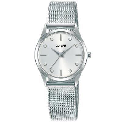 Quarzuhr LORUS, silber (silberfarben), Armbanduhren, Damen, Quarzuhr, Armbanduhr, Damenuhr, Edelstahlarmband, analog, Glassteine