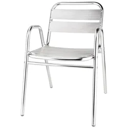 Gastronoble Bolero Bistrostühle mit Unterarmlehne | Aluminium | 12 Stühle | silber