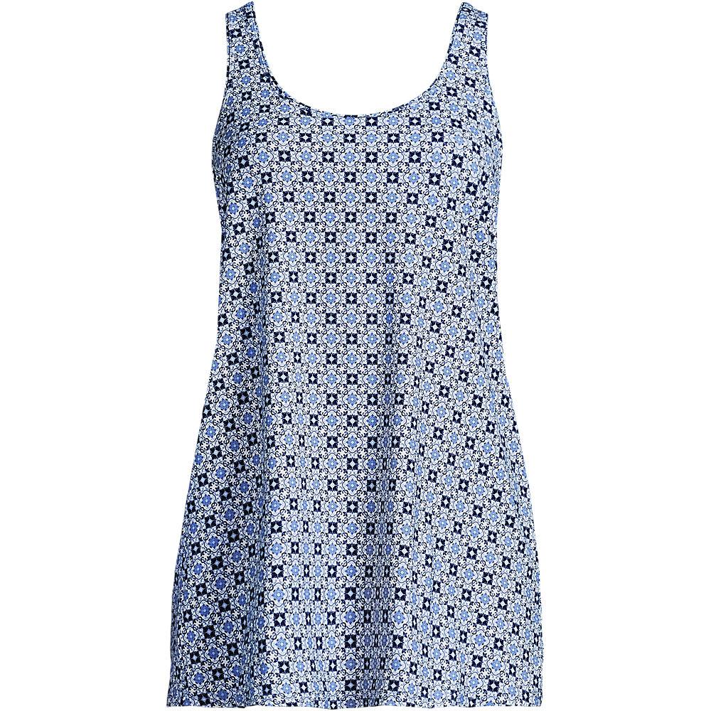 Badekleid mit rundem Ausschnitt, Damen, size: regular, Blau, Nylon-Mischung, by Lands' End