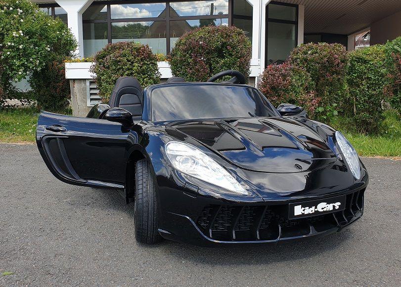 XXL Kinderfahrzeug in schwarz 24V Elektroauto bis 16 km/h Doppelsitzer Porsche Style