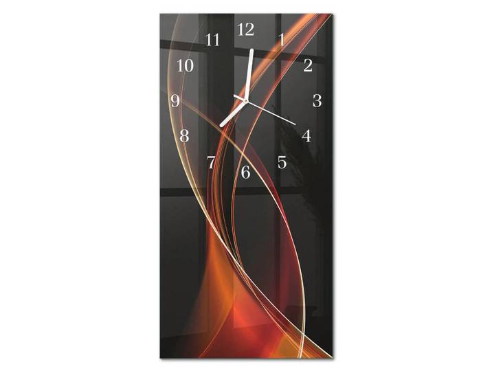Tulup Wanduhr 30x60 cm - Abstraktion, Orange, Glas, Rechteckig, 30x60x0.4 cm, Dekoration, Uhren, Wanduhren