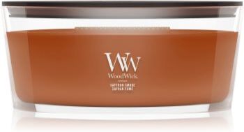 Woodwick Saffron Smoke vela perfumada com pavio de madeira 453.6 g. Saffron Smoke