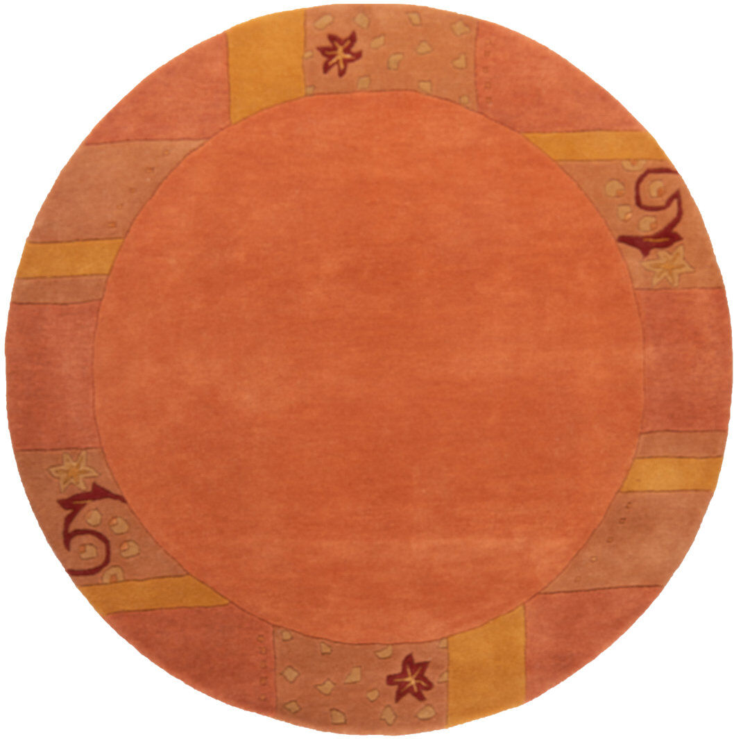 Theko Royal Ganges Handcrafted Rug in Terracotta Red Terracotta Round 150cm
