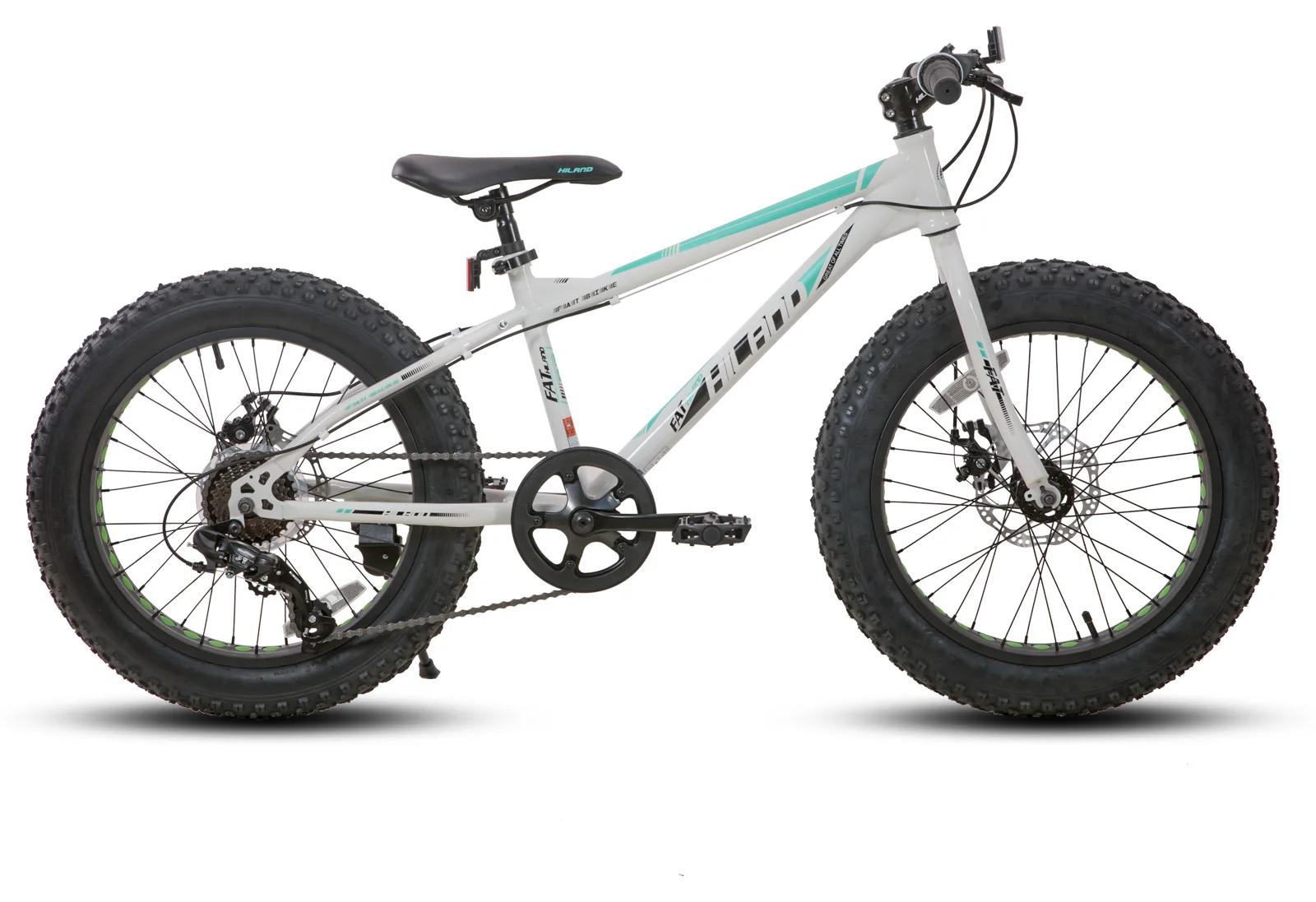 Kinderfahrrad 20 Zoll (50 cm) Fatbike - Mountainbike für Kinder 5-9 Jahre - 7 Gang - Scheibenbremsen vorne und hinten - Stahlrahmen Alufelgen - Weiß