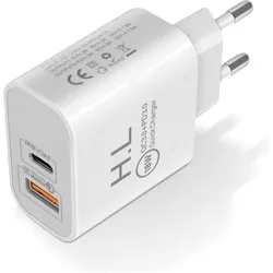 Avizar Netzteil, 3A USB-C + USB Wand-Ladegerät (20 W, 1 Port), USB Ladegerät, Weiss