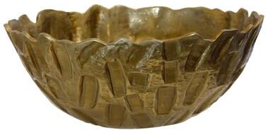 StyleCraft Round Fractured Earth Decorative Bowl - Antique Brass
