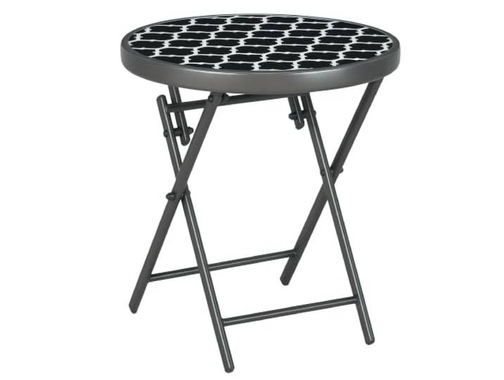Outsunny bijzettafel inklapbaar tuintafel rond 45x45x50 cm zwart
