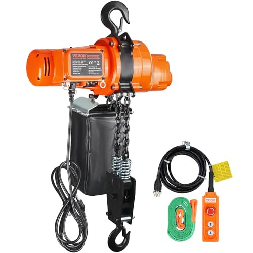 VEVOR Elektrische kettingtakel, 300 kg draagvermogen, hefhoogte 3 m, oranje, met afstandsbediening