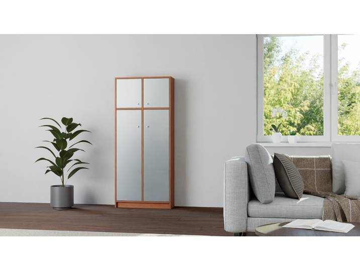 Maßgefertigte Vitrine Echtholz Furnier Mahagoni geölt