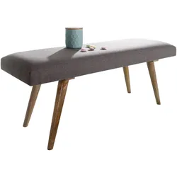 SITZBANK SILE Retro Stil Stoffbezug Massivholz, Grau 117x38x51 cm