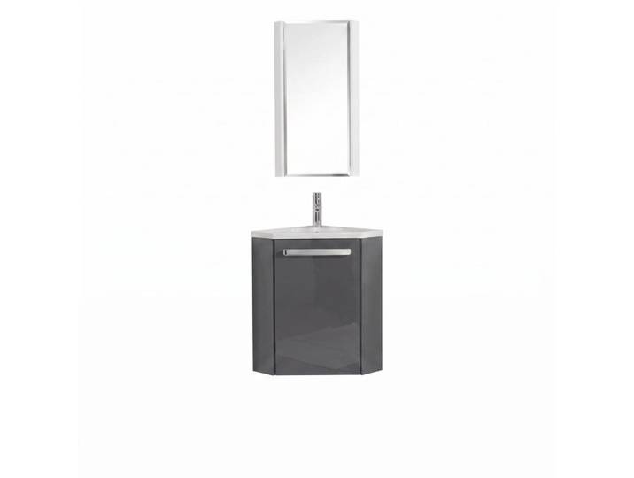 Ensemble lave-mains angle suspendu avec robinet et armoire d'angle