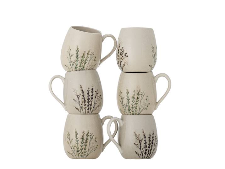 Bloomingville Mok Bea 11cm, Set van 6 stuks - Naturel
