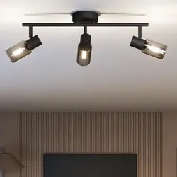 Philips 3er Palms Deckenstrahler in Schwarz IP20 - E14 Fassung - aus Glas und Metall