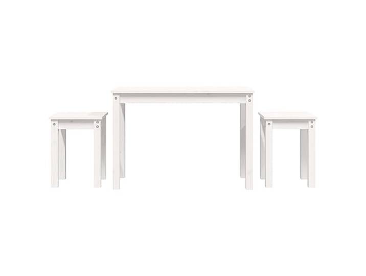 Favemtsl Satztische 3er Set Weiß Beistelltisch Massivholz Kiefer Platzsparende Couchtische für kleine Räume, flexibel nutzbar im Schlafzimmer als Nachttisch oder im Flur als Abladefläche.