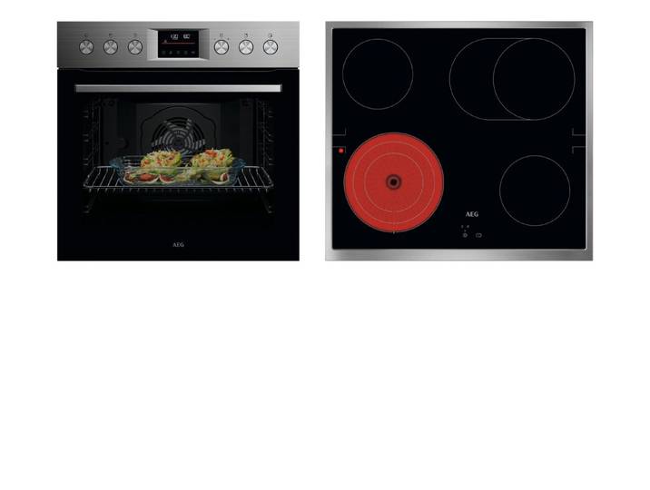 AEG Elektro-Herd-Set Serie 5000 HH25HSPM, Pyrolyse-Selbstreinigung, Heißluft: Gleichmäßiges Garen auf 3 Ebenen: ideal für Mehrblech‑Backen