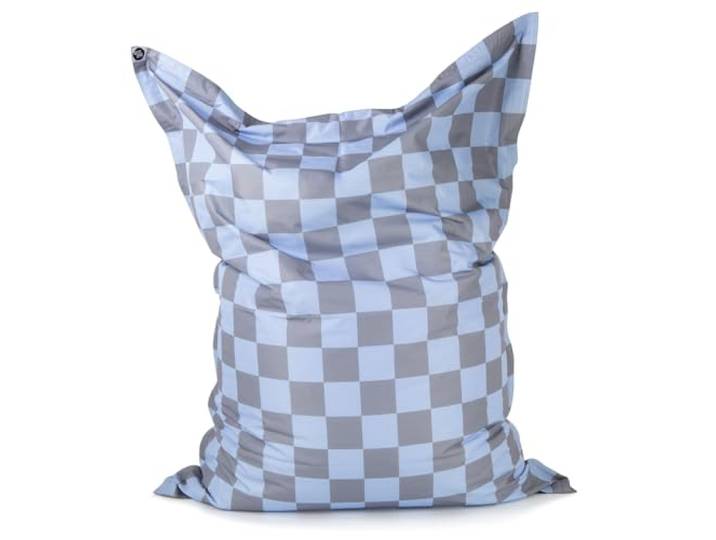 Lumaland Sitzsack XXL Karo für Erwachsene & Kinder Bean Bag mit Karomuster – Outdoor & Indoor 380 L Riesen Sitzsack mit Füllung, EPS-Perlen wasserfest, abwischbar 140x180 cm