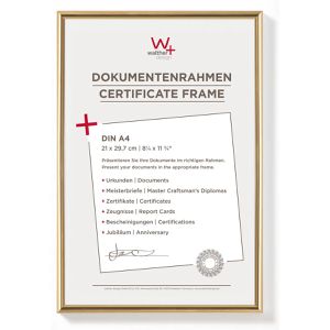 walther-design Bilderrahmen New Lifestyle KV130G, A4, 21 x 29,7cm, Echtglas, Kunststoffrahmen, gold
