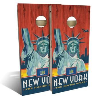 Skip's Garage New York State Pride Outdoor Cornhole Board Set