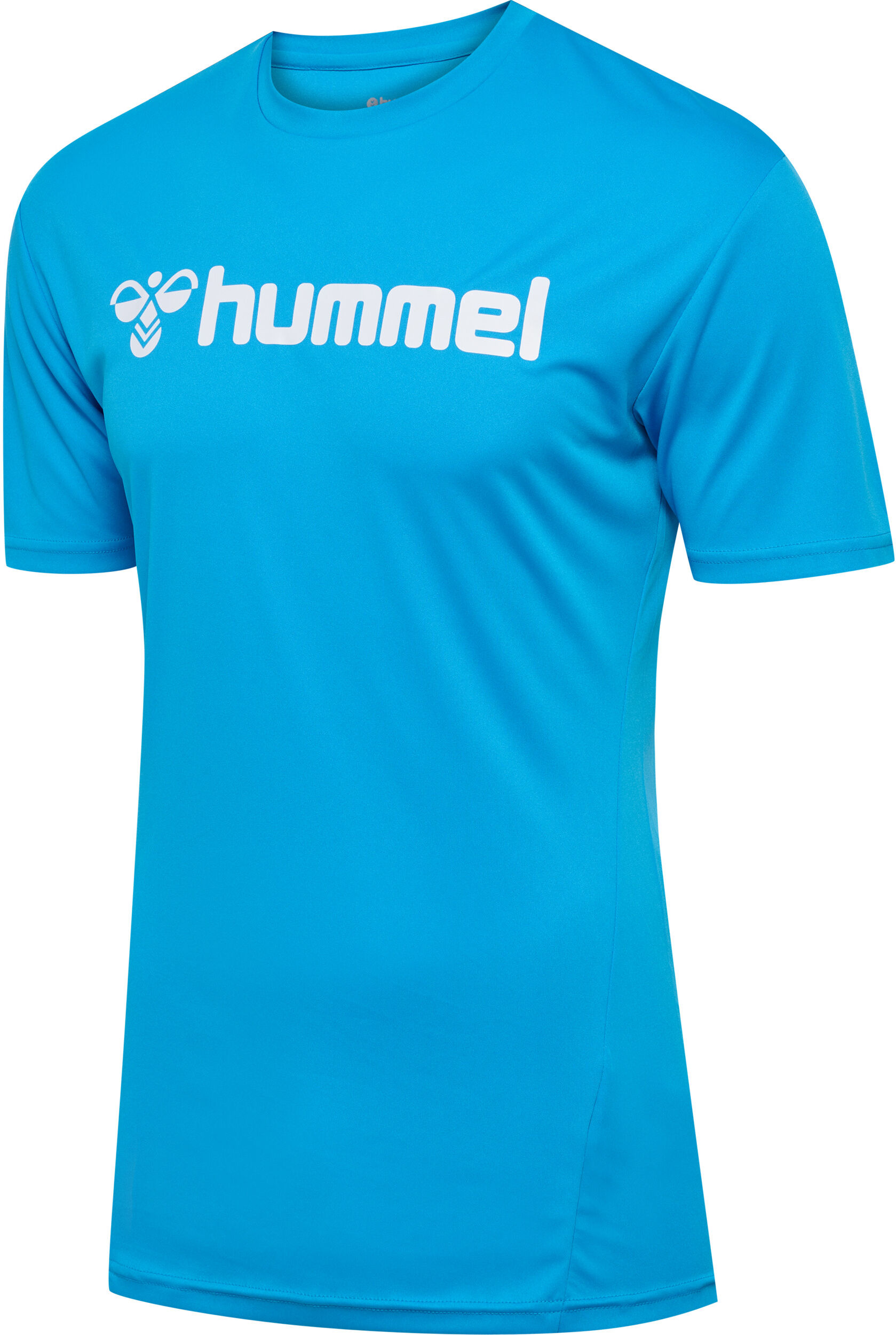 Trainingsshirt HUMMEL "hmlLOGO JERSEY S/S", Gr. 3XL, blau (diva blau), Obermaterial: 100% Polyester, normal normal, Rundhals, Shirts Trainingsshirt, mit Rundhalsausschnitt, Kurzarm-Design, schnell trocknend diva blau 3XL