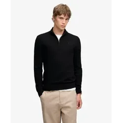 Superdry für Herren. M6110783A Schwarzer Pullover mit Reißverschluss am Kragen (M), Lässig, Baumwolle