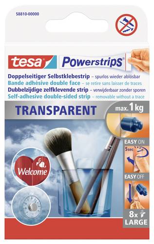 TESA POWERSTRIPS Doppelseitiger Klebestreifen (L x B) 50mm x 20mm Transparent Inhalt: 8St.