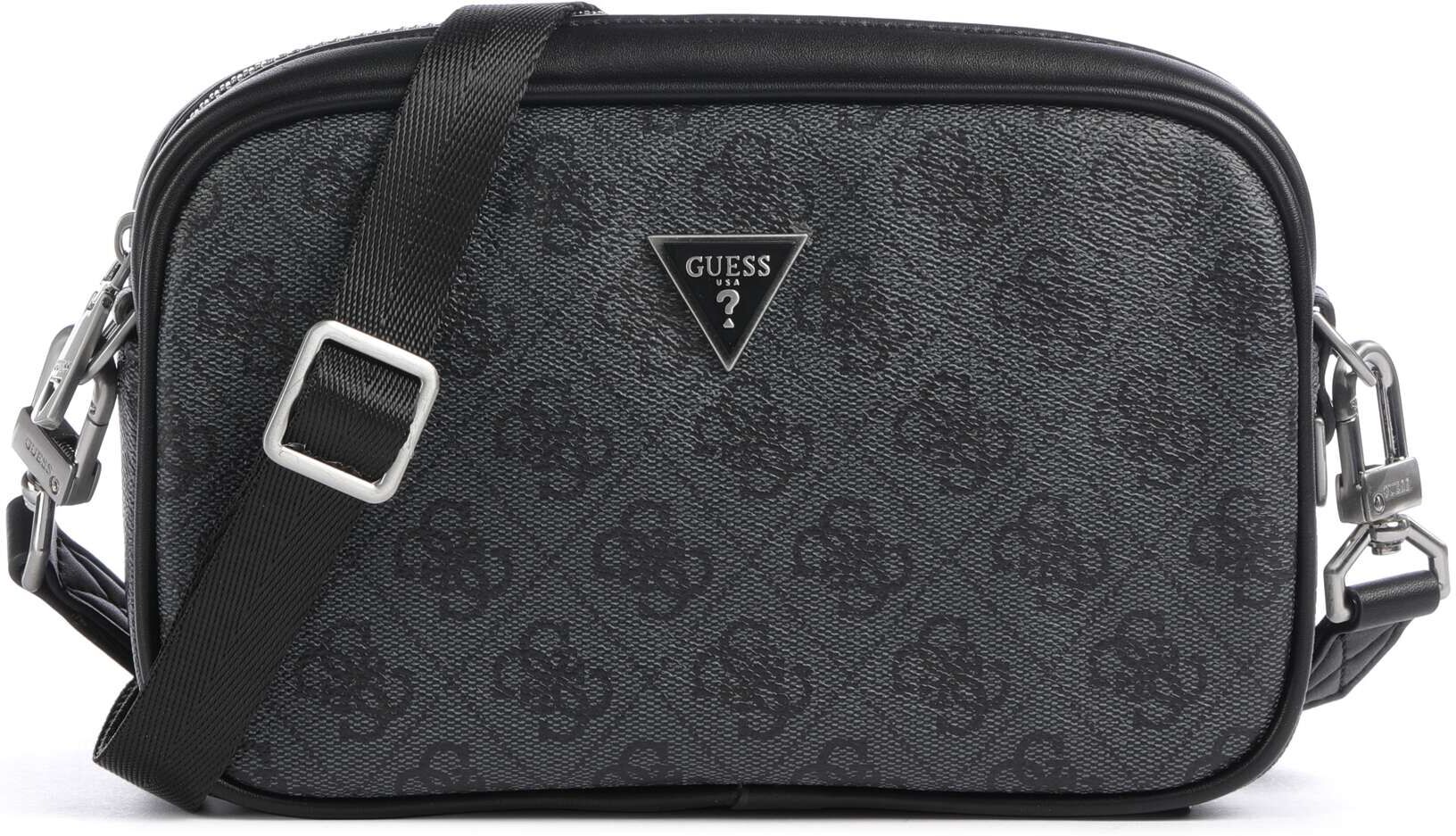 Guess Milano Small Umhängetasche aus Leder, schwarz