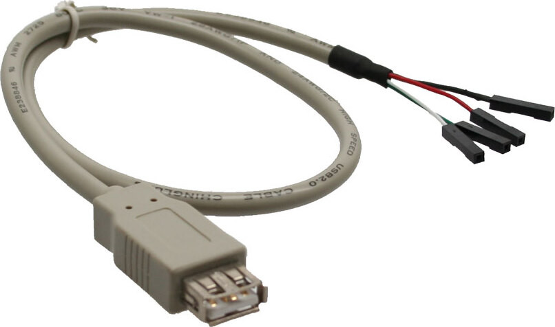 InLine USB A naar USB 2.0 kabel, mannelijk naar mannelijk, beige, 0,4 meter