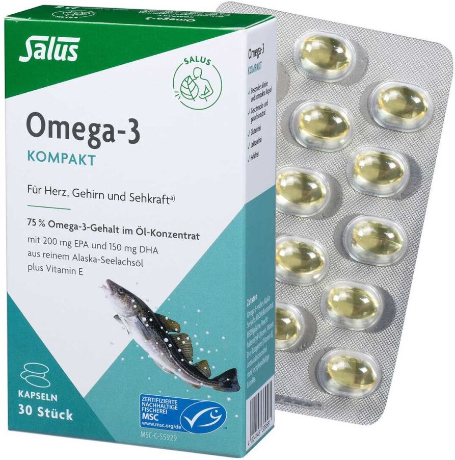 Omega-3 Kompakt aus reinem Alaska-seelachsöl Salus 30stk