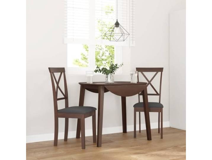 KGHFDVB Esszimmerstuehle mit Kissen 2 Stueck Braun Massivholz Gummibaum Stoßfest, langlebig, bequeme Polster, ergonomische Form, vielseitig nutzbar