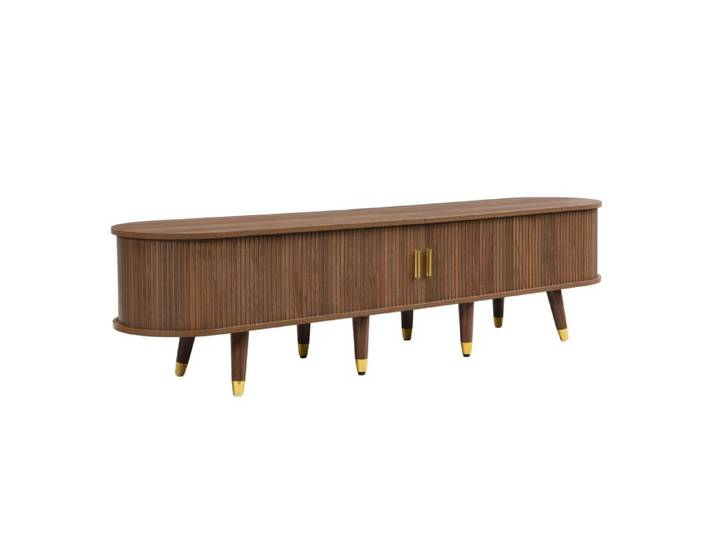 Ensemble salon 2 pièces – Meuble TV et table basse relevable ovale – Noyer