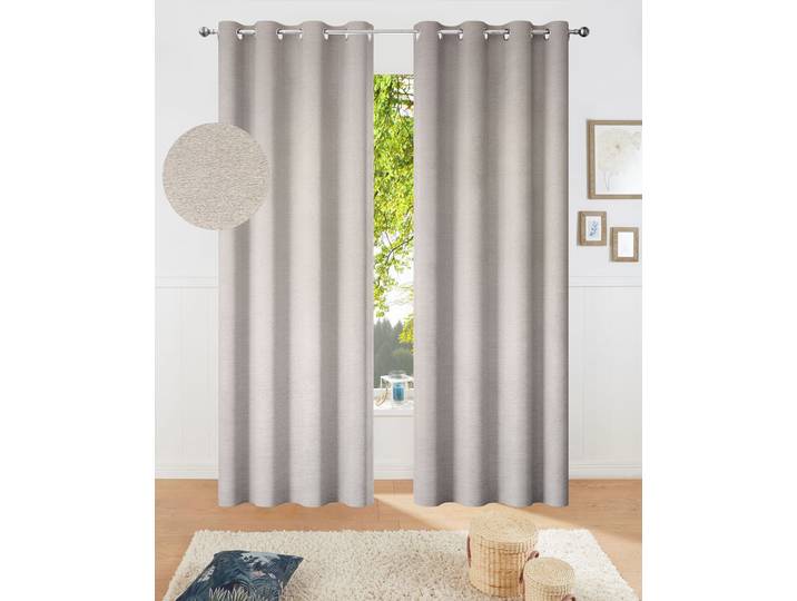 Verdunkelungsvorhang OTTO HOME Fleuriss Gr. 3, grau (sand), B:135cm H:225cm, Polyester, Gardinen, Verdunkelungsvorhang, Wohnzimmer, Schlafzimmer, Arbeitszimmer, modern, Gewicht von 280 g/m²