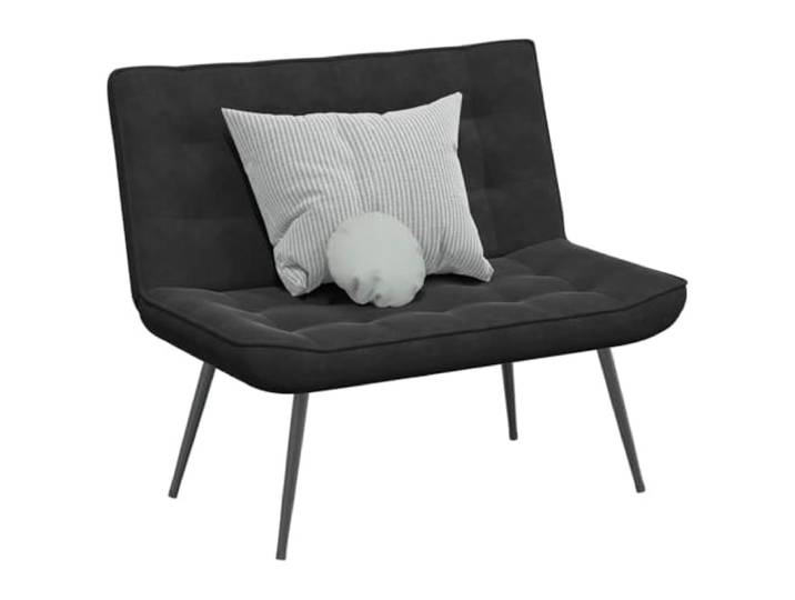 TEKGHUT Sitzbank Schwarz 110x74x84 cm Samt mit Metallgestell Weicher Samtbezug, stabiles Metall-Sperrholzgestell, gepolsterte Rückenlehne, Montageanleitung inklusive