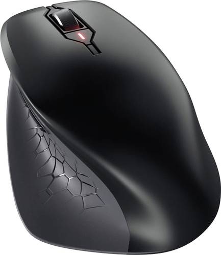 CHERRY MSW Stream Comfort Maus Funk Optisch Schwarz 6 Tasten 4000 dpi Ergonomisch, Geräuscharme Tasten