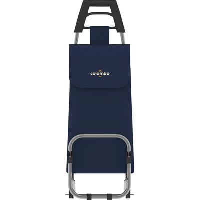 Einkaufstrolley BISCHOF COLOMBO "ROLLY", blau (blau, schwarz), B:36cm H:90cm T:10cm, Polyester, Einkaufskörbe, Tasche aus wasserdichten Polyester, Maximales Tragegewicht 25 kg
