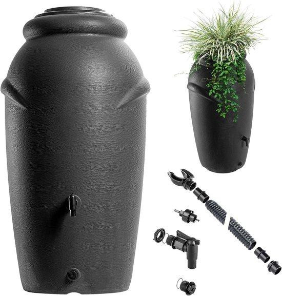Kadax Regenton in antieke stijl - Regenwatertank voor het bewateren van je tuin - 210 liter - Antraciet