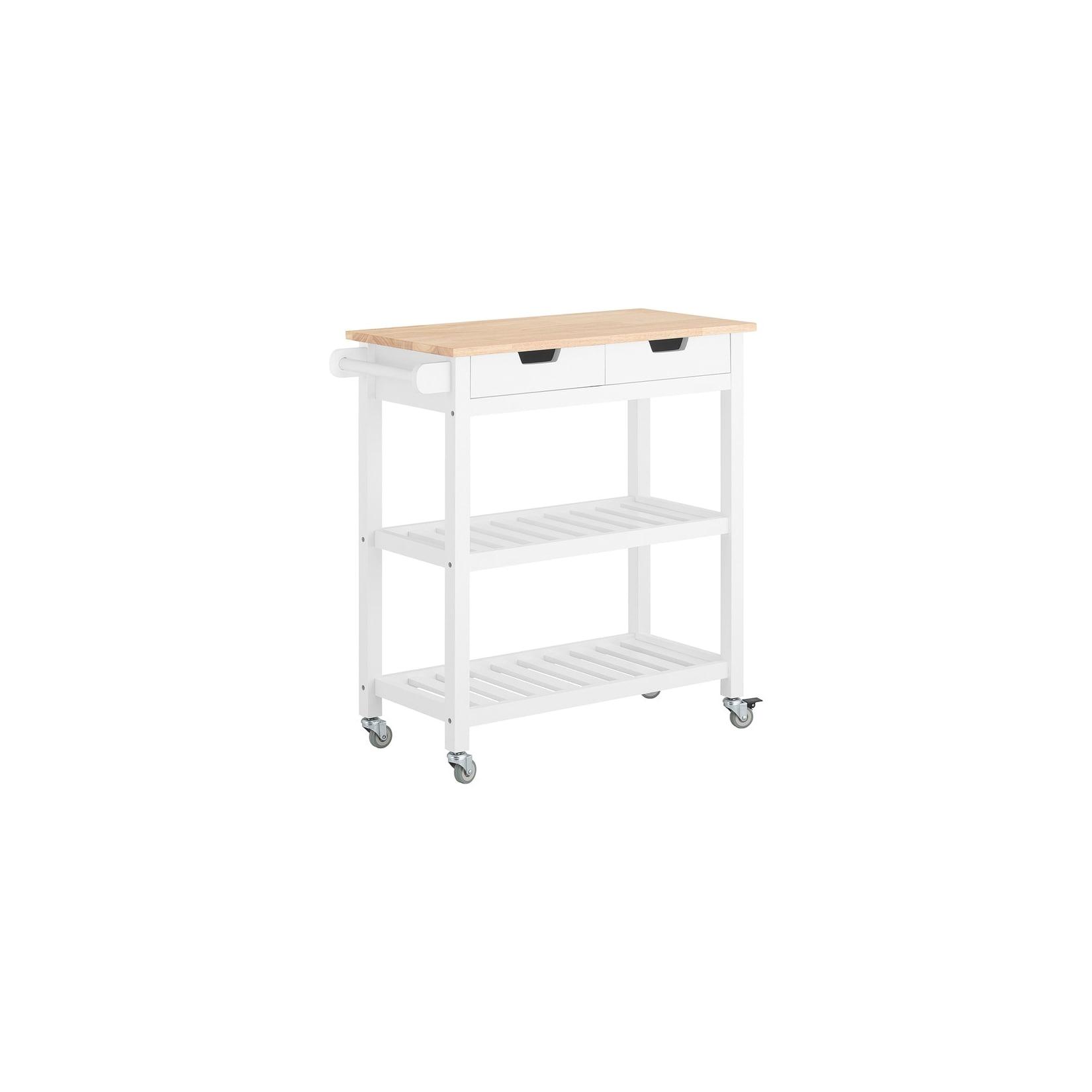 SoBuy Kücheninsel mit 2 Schubladen Weiß 84x39x89cm Modern